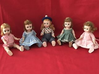 5 Vintage Madame Alexander Kins BKW Dolls.  Adorable 3