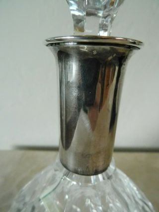 Vintage STERLING SILVER and CUT CRYSTAL DECANTER / MARKED on NECK.  925 10 