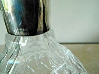 Vintage STERLING SILVER and CUT CRYSTAL DECANTER / MARKED on NECK.  925 10 