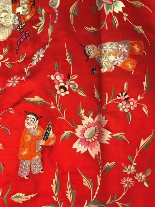 Large Antique Chinese Hand Embroidered Silk Wall Hanging the God of Longevity 8