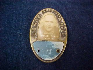 Rare Named Orig Ww2 Pocket Badge " Usnob / Argentina / Newfoundland " E.  Betts "