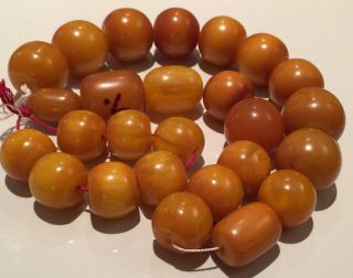 Antique Marbled Butterscotch Amber Bakelite Prayer Bead For Necklace 216g