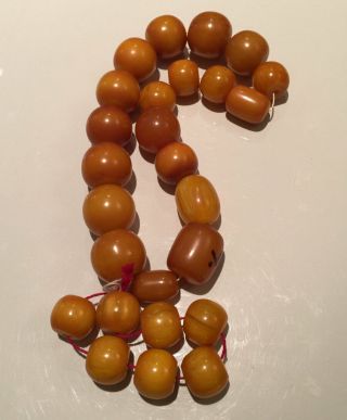 ANTIQUE MARBLED BUTTERSCOTCH AMBER BAKELITE PRAYER BEAD FOR NECKLACE 216g 2