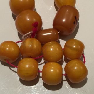 ANTIQUE MARBLED BUTTERSCOTCH AMBER BAKELITE PRAYER BEAD FOR NECKLACE 216g 3
