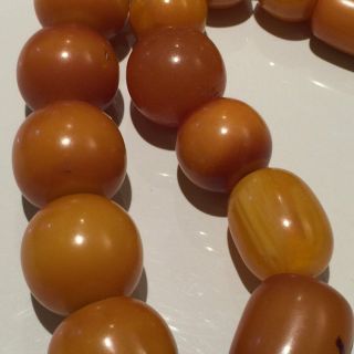 ANTIQUE MARBLED BUTTERSCOTCH AMBER BAKELITE PRAYER BEAD FOR NECKLACE 216g 4