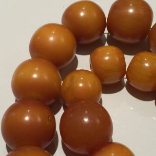 ANTIQUE MARBLED BUTTERSCOTCH AMBER BAKELITE PRAYER BEAD FOR NECKLACE 216g 5