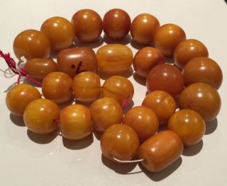 ANTIQUE MARBLED BUTTERSCOTCH AMBER BAKELITE PRAYER BEAD FOR NECKLACE 216g 6