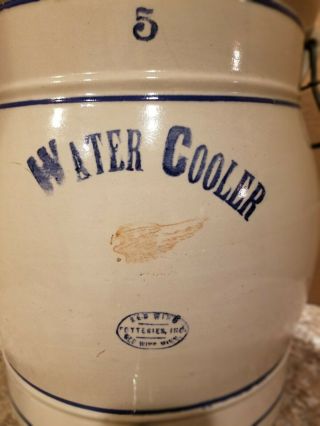 Vintage Stoneware 5 Gallon Red Wing Water Cooler with 5W Daisy Lid Rare Combo 2