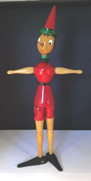 Vintage Pinocchio Doll Wood Jointed Approx 18 1/2”