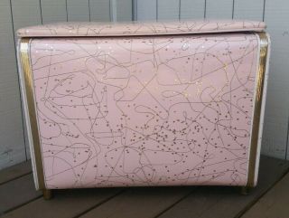 Mid Century Pink Gold Clothes Hamper Laundry Bin Vintage Vogue Atomic 3