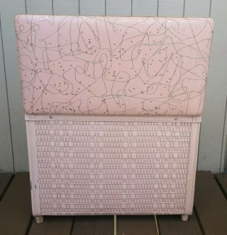 Mid Century Pink Gold Clothes Hamper Laundry Bin Vintage Vogue Atomic 6