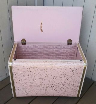 Mid Century Pink Gold Clothes Hamper Laundry Bin Vintage Vogue Atomic 7