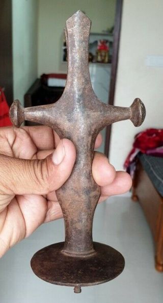 Rare Old 1850s Antique Hand Crafted Iron Sword Hilt Handle