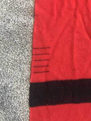 Vintage Red Wool Blanket Black Stripe 5 Point 95x79 Wool Blanket 2