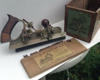 Antique Vintage Stanley No.  45 Plane Complete With Cutter & Box 2