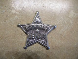 C1950s Roy Rogers Cowboy Deputy Tin Badge - Toy Premium