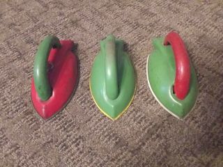 CHILD ' S TOY IRON 1940 ' s or 1950 ' s VINTAGE PLAY RED - GREEN METAL Choice 4