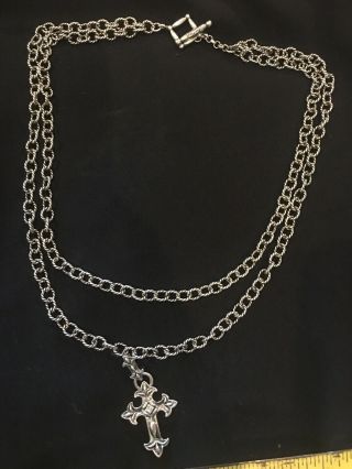 Ann King Sterling Silver & 18k Gold Cross Necklace 2