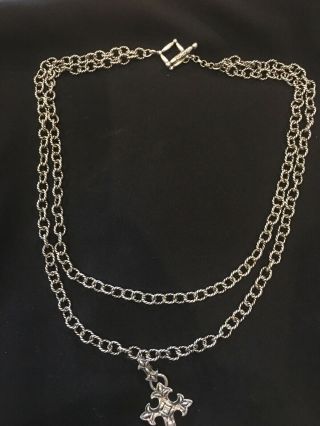 Ann King Sterling Silver & 18k Gold Cross Necklace 4