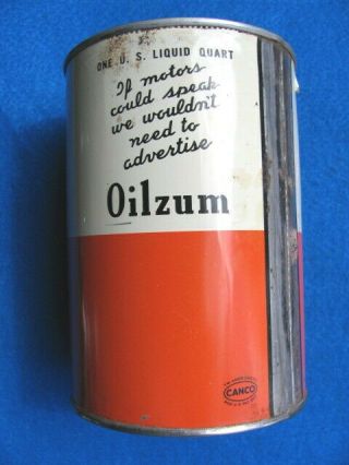 Vintage OILZUM MOTOR OIL CAN 2