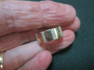 Vintage 14k Yellow Gold Band Ring With 20 1.  3mm Channel Set Diamonds Sz 6.  5