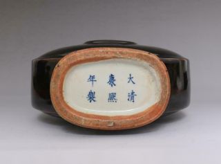 Rare Antique Chinese Porcelain Black Glaze Vase KangXi Marked 8