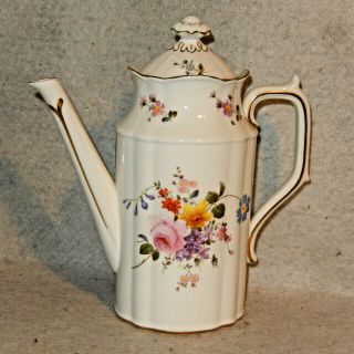 Vintage Royal Crown Derby Posies Porcelain Tall Coffee Pot Teapot Chocolate Gold