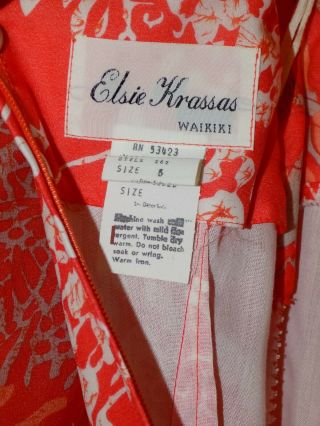 3276 VINTAGE 60’s ELSIE KRASSAS Hawaiian Kimono Sz.  6 So romantic 7