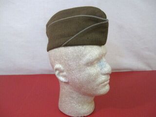 Wwii Us Army Enlisted Man Brown Garrison Cap Infantry Piping - Dtd 1942 - Size 7