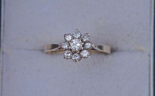 Vintage 9ct Gold Diamond Flowerhead Ring,  Total Dia Weight 0.  40ct,  Size M