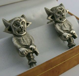 Solid Cast Silver Lincoln Imp Cuff Links London 2018 Heavy 34g Boxed