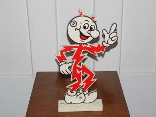 Vintage Reddy Kilowatt Wood Cut Out Store Counter Display