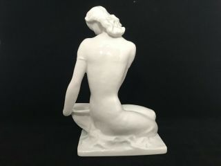 Vintage Rosenthale White Porcelain Art Nouveau Figurine - Woman Holding Plate/Vase 3