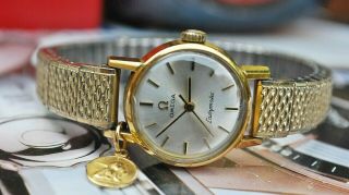 Omega Ladymatic Calibre 671 Ladies Vintage Watch & 18ct Gold Cherub Charm - Wow