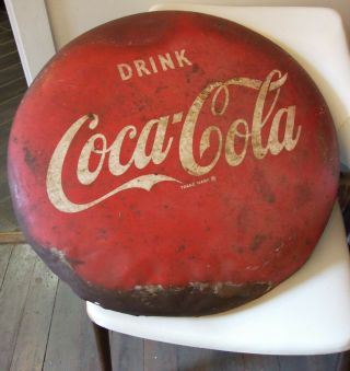 Vintage 1950’s Drink COCA COLA Porcelain Sign Coke Button 24 Inch 5