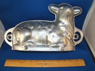 Lamb Cake Mold Cast Metal Vintage Antique 12.  5 " Two Piece Stamped " Mal  N " @1b