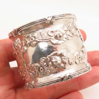 Webster Co.  Antique Victorian 925 Sterling Silver Repousse Napkin Ring Holder