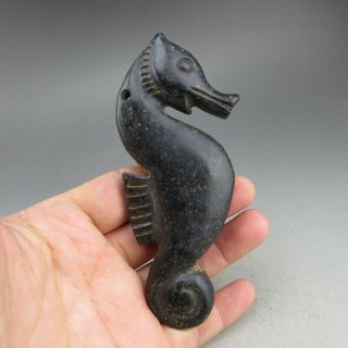 Chinese,  jade,  hongshan culture,  hand - carved,  black magnetite,  dancer,  pendant B70 2