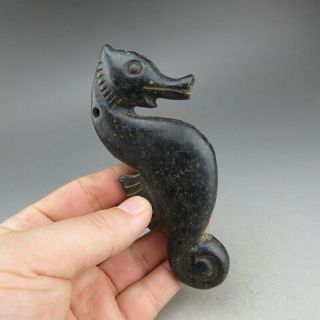 Chinese,  jade,  hongshan culture,  hand - carved,  black magnetite,  dancer,  pendant B70 3