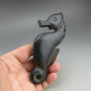 Chinese,  jade,  hongshan culture,  hand - carved,  black magnetite,  dancer,  pendant B70 4