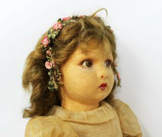 Vintage 20 ' 30 ' s Lenci felt doll with organdy & felt cloths VGC 3