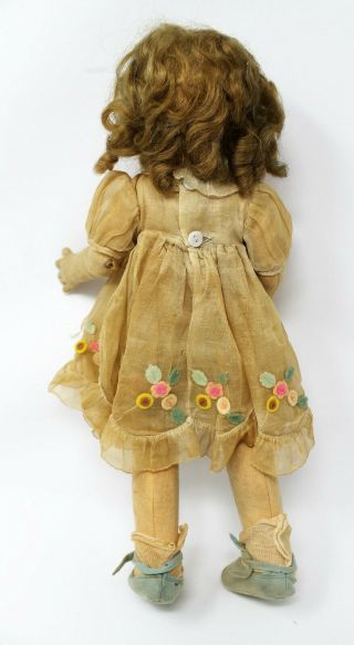 Vintage 20 ' 30 ' s Lenci felt doll with organdy & felt cloths VGC 4