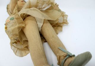 Vintage 20 ' 30 ' s Lenci felt doll with organdy & felt cloths VGC 7