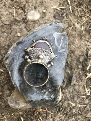 Antique Tuareg Very Rare Ring With An Onyx Stone