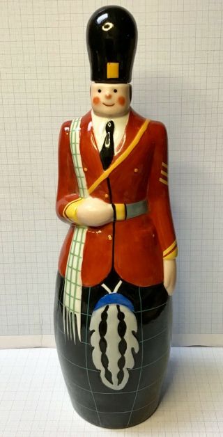 Vintage Porcelain Bottle Shaped Of Scottish Soldier In Kilt & Marked Robj Paris