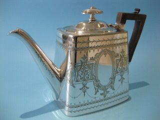Extremely Antique Silver Plated Victorian Square Sided Large Teapot