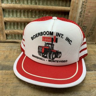 Vintage Case Ih Three 3 Stripes Mesh Snapback Trucker Hat Cap Made In Usa