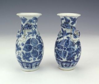 Antique Chinese Porcelain - Kangxi Blue & White Dragon Vases