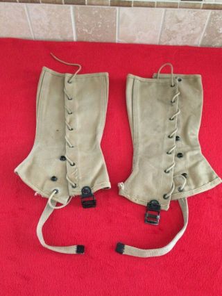 Ww2 Us Army Canvas Leggings Gaiters Spats Size 4 1943