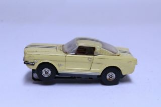Ncie Vintage Ho Scale Aurora Tjet Yellow Black Stripe Mustang Fastback Slot Car